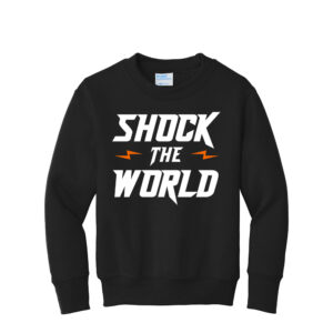 QC Shockers BB Youth Fleece Crewneck Sweatshirt-Black