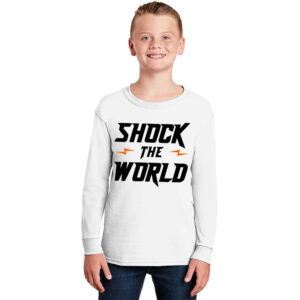 QC Shockers BB Youth Cotton Long Sleeve Tee-White