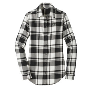 Rastrellis Port Authority Ladies Plaid Flannel Tunic-Snow White/Black