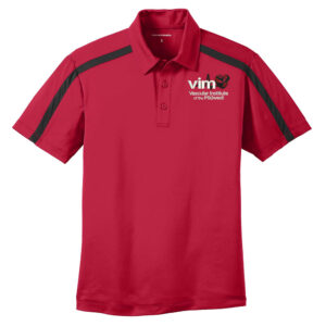 VIM Men Port Authority Silk Touch Performance Stripe Polo-Red/Black