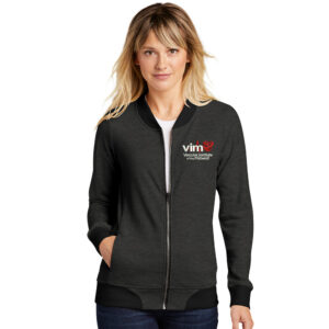 VIM Sport-Tek Ladies Lightweight French Terry Bomber jacket-Heather Black