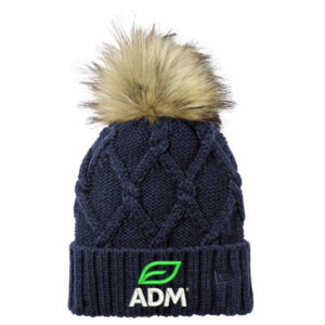 ADM Clinton New Era Faux Fur Pom Beanie-deep navy