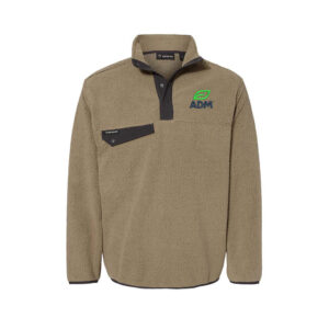 ADM Clinton DRI DUCK – Brooks Sherpa Mountain 4 snap placket Fleece Pullover jacket Men-Moss (m-2xl)