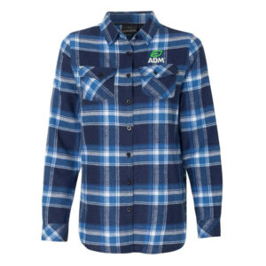 ADM Clinton Burnside Women’s Yarn-Dyed Long Sleeve Flannel Shirt -Blue/White