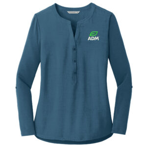 ADM Clinton Port Authority Ladies Concept Henley Tunic-Dusty Blue