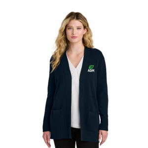 ADM Clinton Port Authority Women’s Easy Care Open-Front Cardigan Sweater-Navy