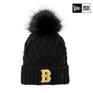 Bett Baseball New Era Faux Fur Pom Beanie-Black