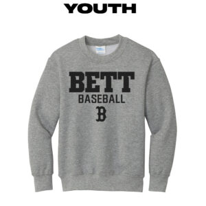 Bett Baseball Youth Crewneck Sweatshirt-Athletic Heather