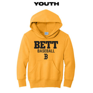 Bett Baseball Youth Fleece Hooded Sweatshirt-Gold