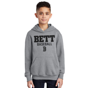 Bett Baseball Youth Fleece Hooded Sweatshirt-Athletic Heather