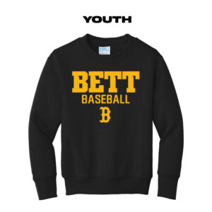 Bett Baseball Youth Crewneck Sweatshirt-Black