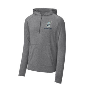 Belleville East Lancers Wrestling Sport-Tek men Sport-Wick Stretch 1/2-Zip Hoodie-Charcoal Grey heather