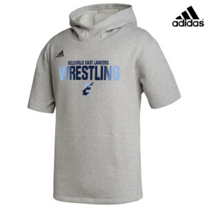 Belleville East Lancers Wrestling Adidas ICON short sleeve hoodie – Medium Grey Heather