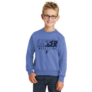 Belleville East Lancers Wrestling Youth Fleece Crewneck Sweatshirt-Carolina Blue