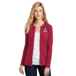 Boone Speech Port Authority Ladies Concept Stretch Button-Front Cardigan-Rich Red