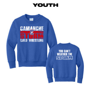 Camanche Girls Wrestling Youth Crewneck Sweatshirt-Royal