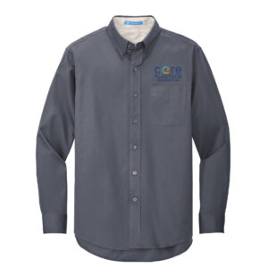 Core Plastech Employee Port Authority Long Sleeve Easy Care Shirt Men-Steel Grey