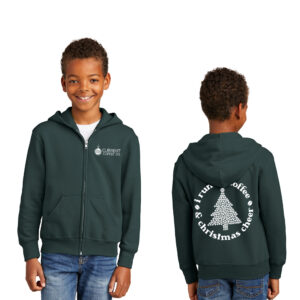 Current Christmas Youth Core Fleece Full Zip Hooded Sweatshirt-Dark Green