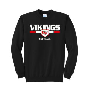 GV Vikings Softball Unisex Fleece Crewneck Sweatshirt-Black