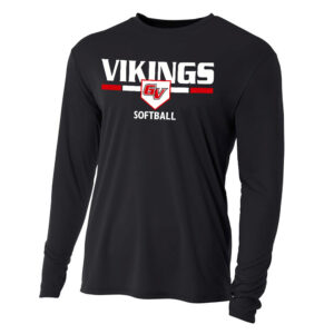 GV Vikings Softball Unisex Performance Blend Long Sleeve Tee-Black