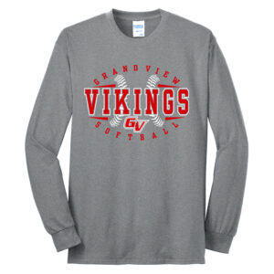 GV Vikings Softball Unisex Long Sleeve Tee-Athletic Heather