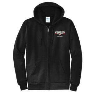 GV Vikings Softball Unisex Core Full Zip Hooded Sweatshirt-Black