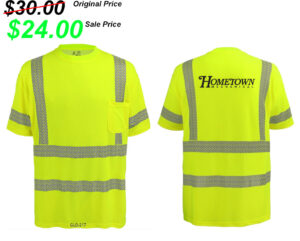 Hometown Mechanical FrogWear Class 3 HV Premium Self-Wicking Bamboo/Polyester Short-Sleeved Shirt with pocket-Safety Gr