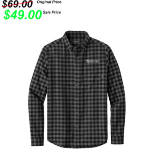 Hometown Mechanical Eddie Bauer Men Long Sleeve Favorite Flannel Plaid Shirt-Deep Black Mini Buffalo