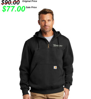 Hometown Mechanical Carhartt Men Rain Defender Paxton Heavyweight Hooded Zip Mock Sweatshirt-Black