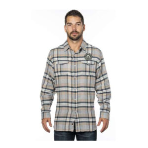 Hope City Burnside Men Yarn-Dyed Long Sleeve Flannel Shirt-Stone