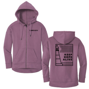 Hope City District Women’s Perfect Weight Fleece Drop Shoulder Full-Zip Hoodie-Orchid Haze