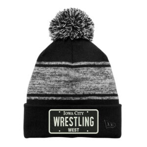 IC West Trojan Wrestling New Era Knit Chilled Pom Beanie-Black/Graphite