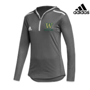 IC West Trojan Wrestling adidas Women’s Team Issue Hooded Long Sleeve Tee-Grey Four