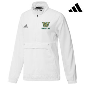 IC West Trojan Wrestling Adidas Women’s STADIUM woven longsleeve 1/4 zip-white