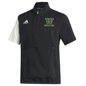 IC West Trojan Wrestling Adidas STADIUM woven short sleeve 1/4 zip- Black/white