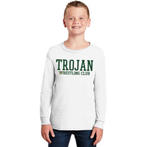 IC West Trojan Wrestling Youth Long Sleeve Tee-White