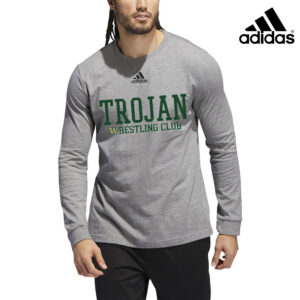 IC West Trojan Wrestling Adidas Fresh BOS LONG sleeve 100% ring-spun cotton Tee – Medium Grey Heather