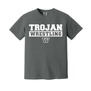 IC West Trojan Wrestling Unisex Comfort Colors Pigment Dyed Short Sleeve Shirt-Pepper