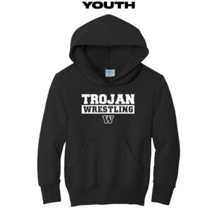 IC West Trojan Wrestling Youth Fleece Hooded Sweatshirt-Black