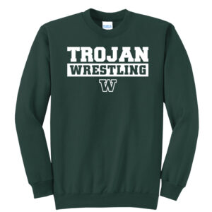 IC West Trojan Wrestling Unisex Fleece Crewneck Sweatshirt-Dark Green