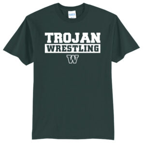 IC West Trojan Wrestling Unisex Short Sleeve Tee-Dark Green