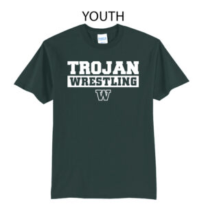 IC West Trojan Wrestling Youth Short Sleeve Tee-Dark Green