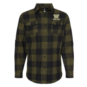 IC West Trojan Wrestling Burnside – Yarn-Dyed Long Sleeve Flannel Shirt Men-Army/Black