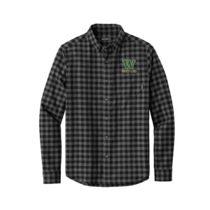 IC West Trojan Wrestling Eddie Bauer Long Sleeve Favorite Flannel Plaid Shirt Men-Black Mini Buffalo