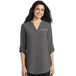 Northpoint Commercial Credit Port Authority Ladies 3/4-Sleeve Tunic Blouse-Sterling Grey