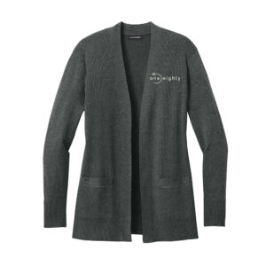 One Eighty Port Authority Women’s Easy Care Open-Front Cardigan Sweater-Charcoal Heather