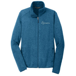 One Eighty Men Port Authority Sweater Fleece Jacket-Medium Blue Heather