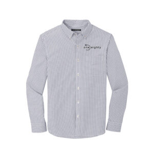 One Eighty Broadcloth Gingham Easy Care Shirt Men-Gusty Grey/White