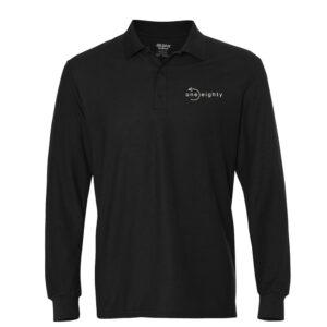 One Eighty Men Gildan DryBlend Double Pique Long Sleeve Sport Shirt-Black