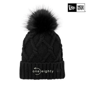 One Eighty New Era Faux Fur Pom Beanie-Black